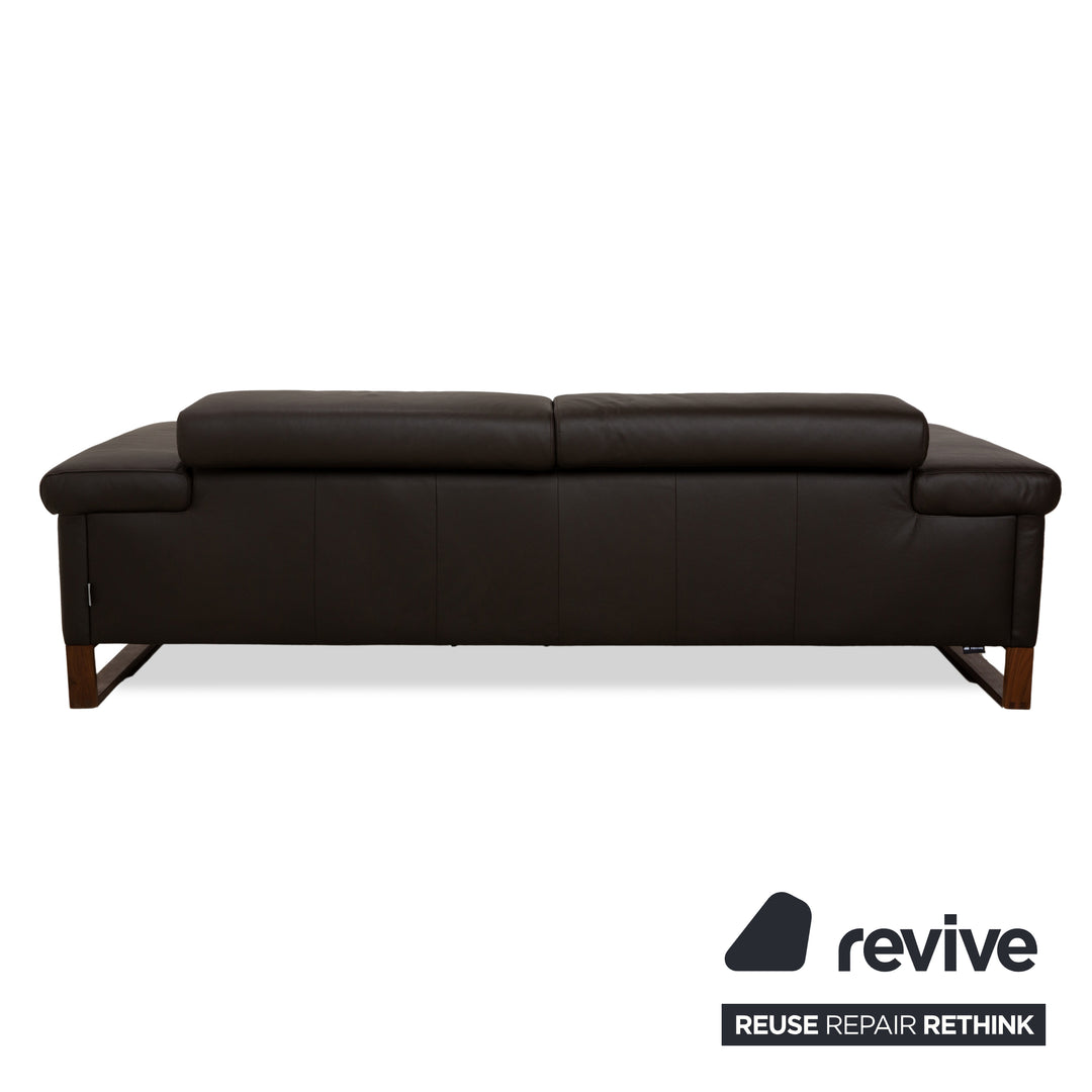 Willi Schillig Finn Leder Dreisitzer elektrische u. manuelle Funktion Dunkelbraun Sofa Couch