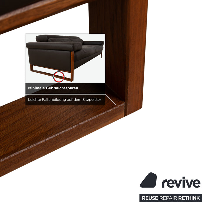 Willi Schillig Finn Leder Dreisitzer elektrische u. manuelle Funktion Dunkelbraun Sofa Couch