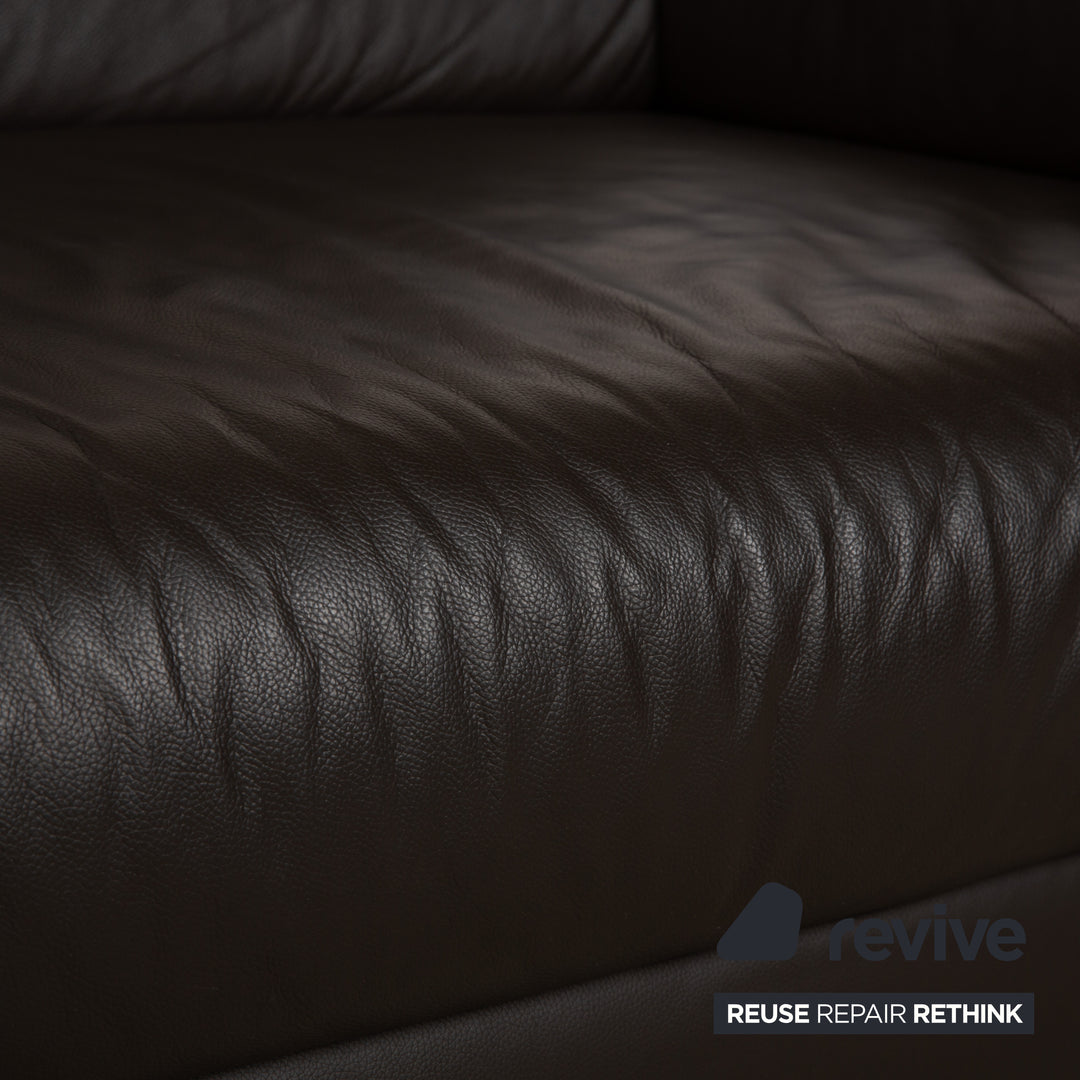 Willi Schillig Finn Leder Dreisitzer elektrische u. manuelle Funktion Dunkelbraun Sofa Couch