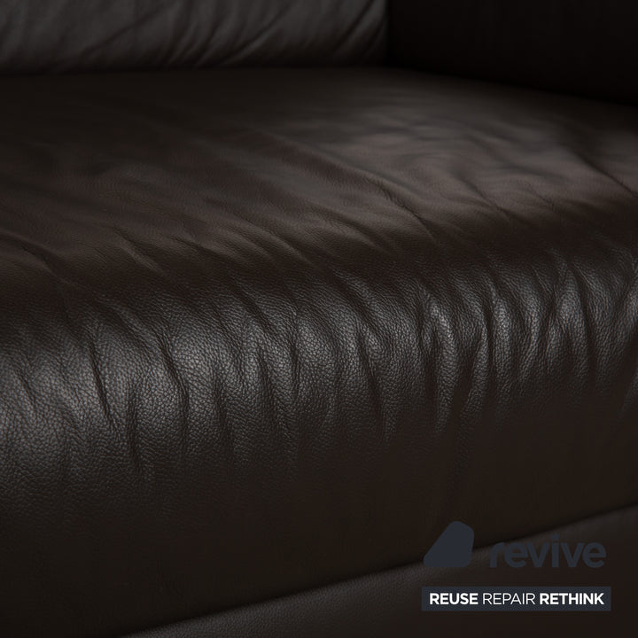 Willi Schillig Finn Leder Dreisitzer elektrische u. manuelle Funktion Dunkelbraun Sofa Couch