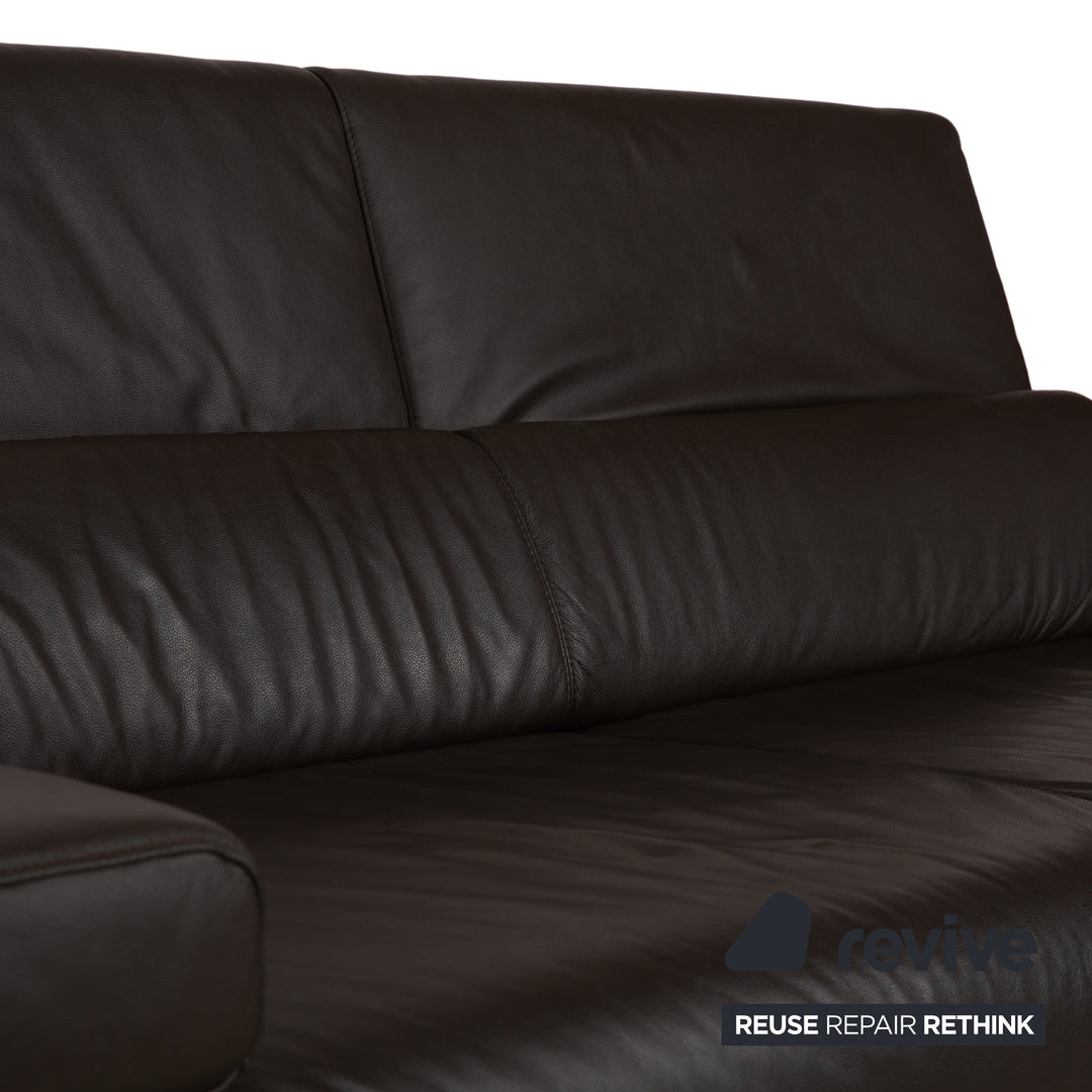 Willi Schillig Finn Leder Dreisitzer elektrische u. manuelle Funktion Dunkelbraun Sofa Couch