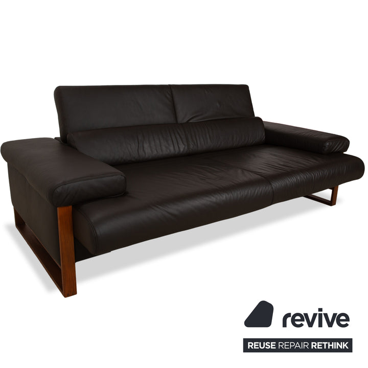 Willi Schillig Finn Leder Dreisitzer elektrische u. manuelle Funktion Dunkelbraun Sofa Couch