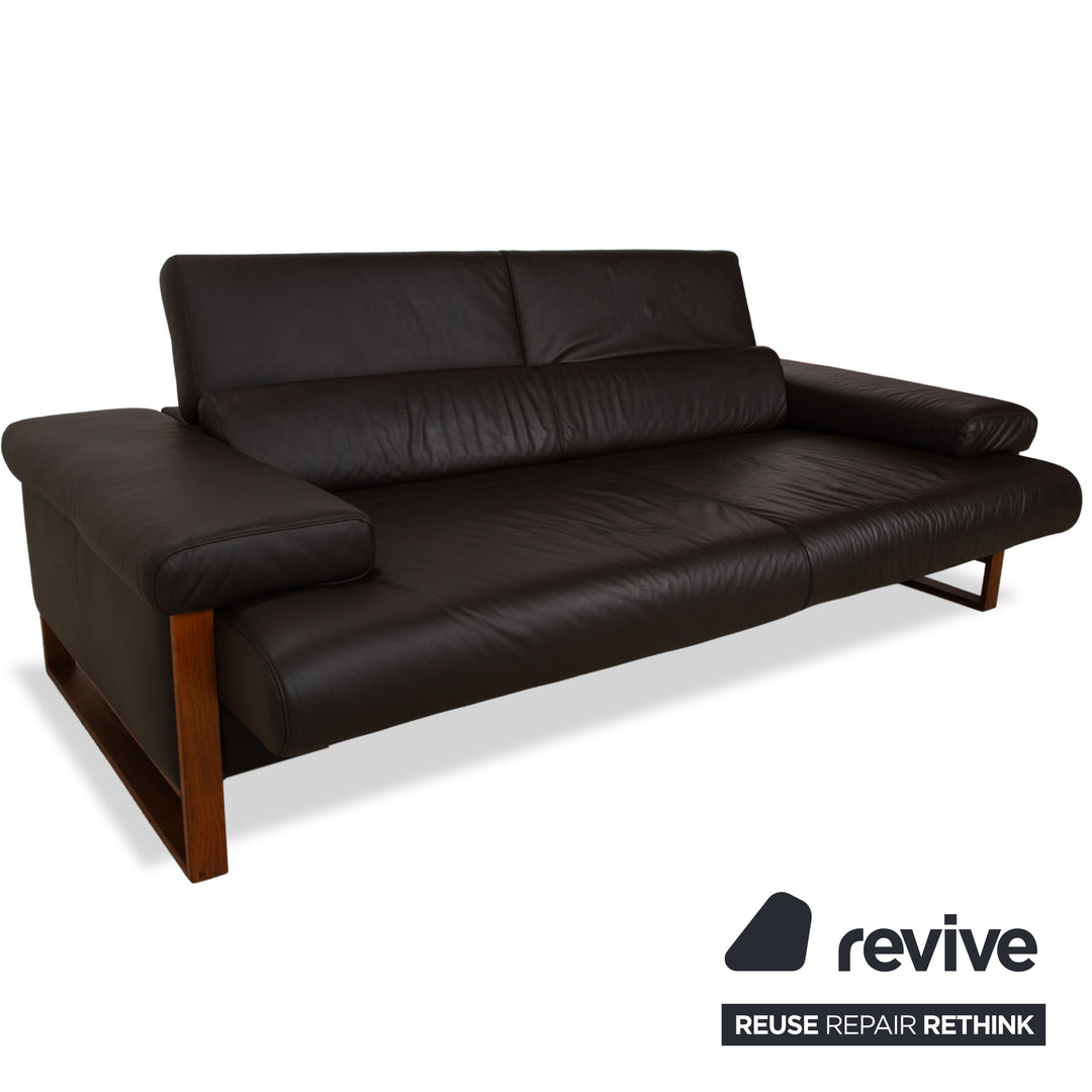 Willi Schillig Finn Leder Dreisitzer elektrische u. manuelle Funktion Dunkelbraun Sofa Couch