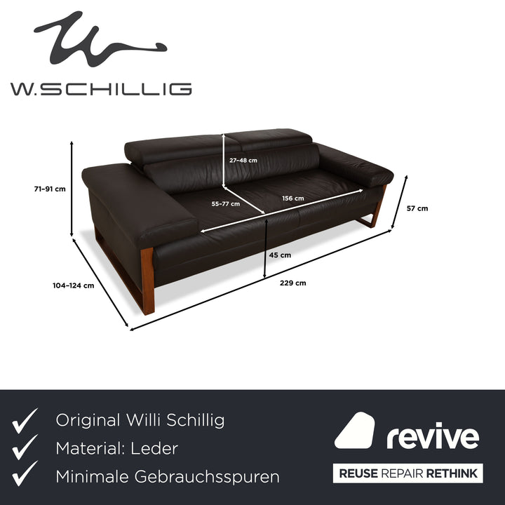 Willi Schillig Finn Leder Dreisitzer elektrische u. manuelle Funktion Dunkelbraun Sofa Couch