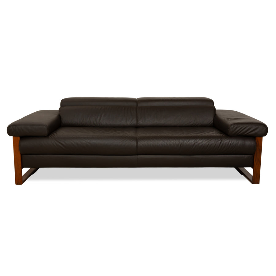 Willi Schillig Finn Leder Dreisitzer elektrische u. manuelle Funktion Dunkelbraun Sofa Couch
