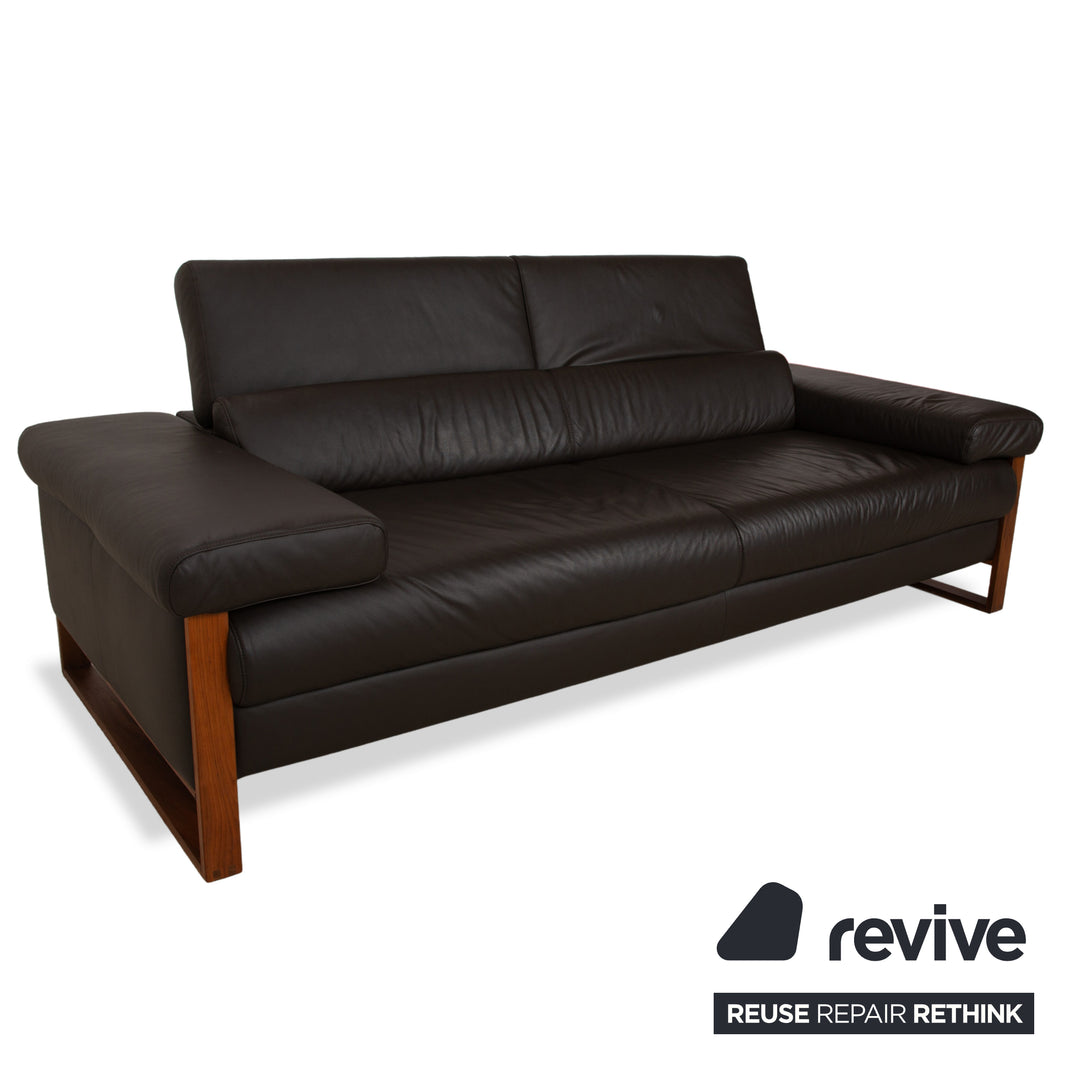 Willi Schillig Finn Leder Dreisitzer elektrische u. manuelle Funktion Dunkelbraun Sofa Couch