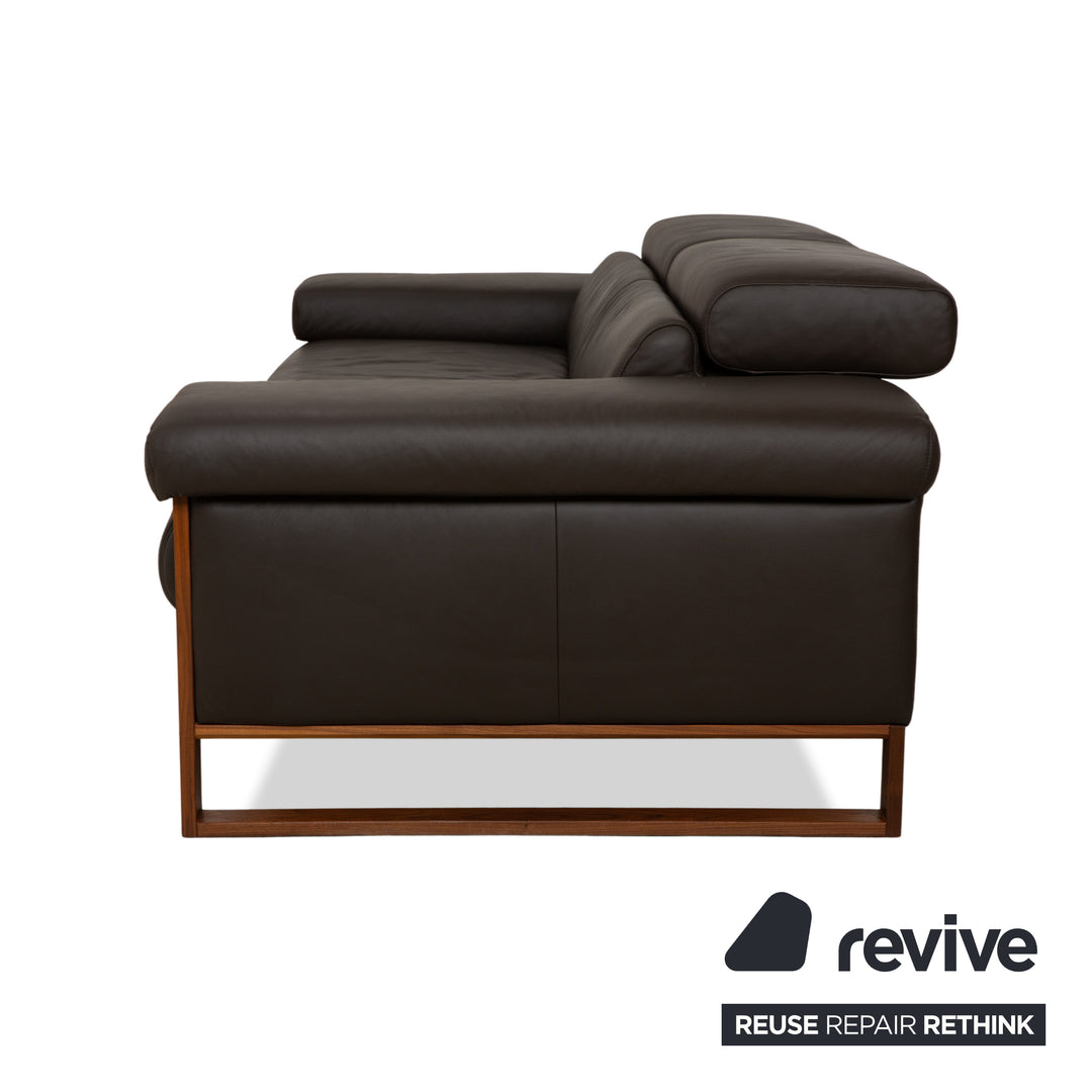 Willi Schillig Finn Leder Dreisitzer elektrische u. manuelle Funktion Dunkelbraun Sofa Couch