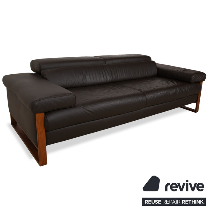 Willi Schillig Finn Leder Dreisitzer elektrische u. manuelle Funktion Dunkelbraun Sofa Couch