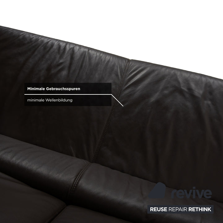 Willi Schillig Finn Leder Dreisitzer elektrische u. manuelle Funktion Dunkelbraun Sofa Couch