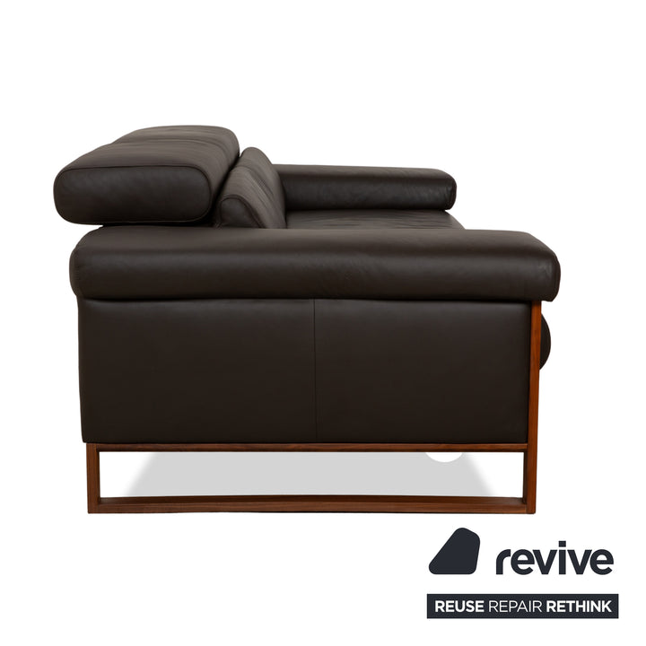 Willi Schillig Finn Leder Dreisitzer elektrische u. manuelle Funktion Dunkelbraun Sofa Couch