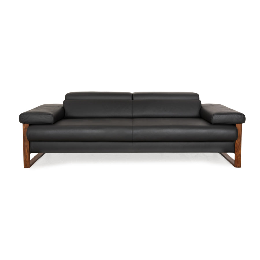 Willi Schillig Finn leather two-seater dark grey electric function sofa couch