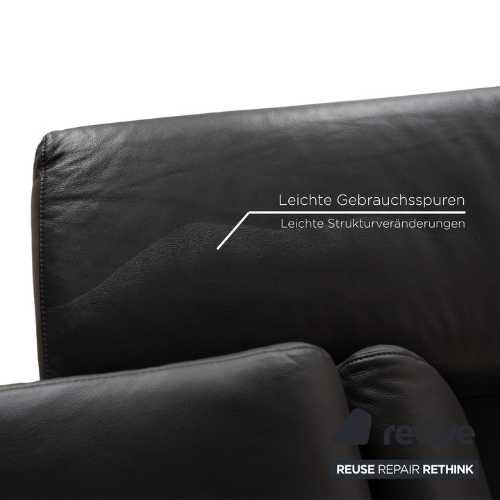 Willi Schillig Finn Leder Zweisitzer Dunkelgrau elektrische Funktion Sofa Couch