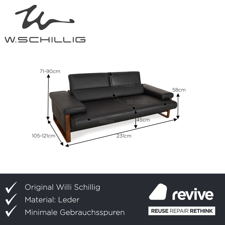 Willi Schillig Finn leather two-seater dark grey electric function sofa couch