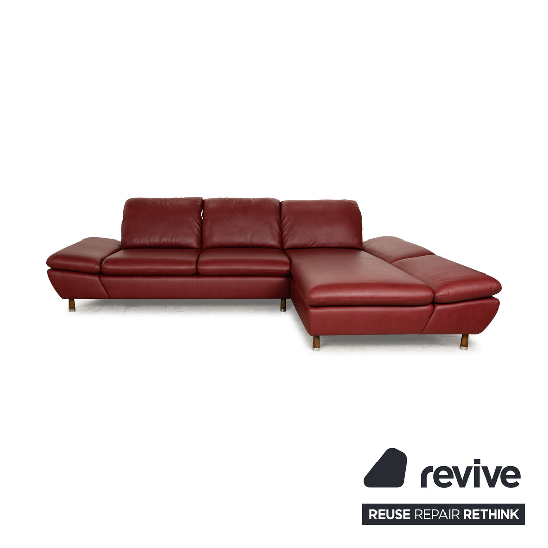 Willi Schillig Jazz Leder Ecksofa Rot manuelle Funktion Recamiere Rechts Sofa Couch