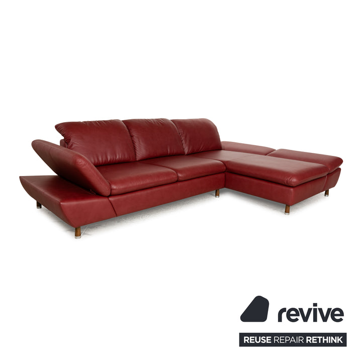 Willi Schillig Jazz Leder Ecksofa Rot manuelle Funktion Recamiere Rechts Sofa Couch