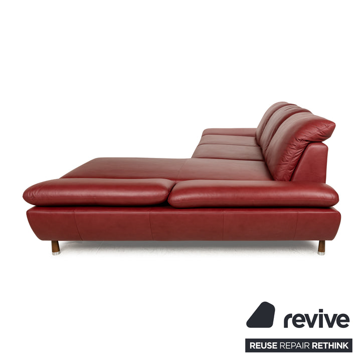 Willi Schillig Jazz Leder Ecksofa Rot manuelle Funktion Recamiere Rechts Sofa Couch