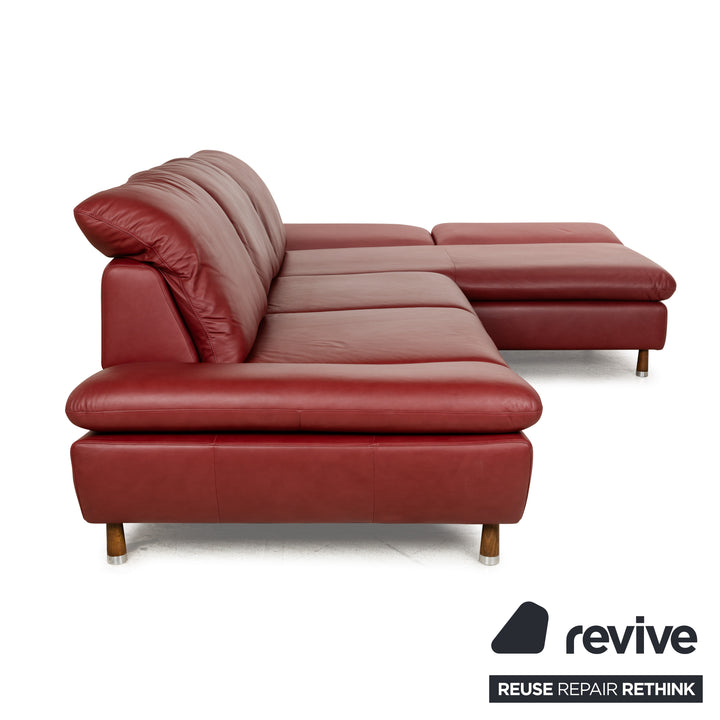 Willi Schillig Jazz Leder Ecksofa Rot manuelle Funktion Recamiere Rechts Sofa Couch