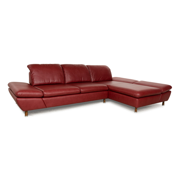 Willi Schillig Jazz Leder Ecksofa Rot manuelle Funktion Recamiere Rechts Sofa Couch