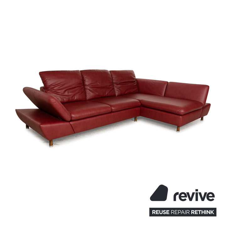 Willi Schillig Jazz Leder Ecksofa Rot manuelle Funktion Recamiere Rechts Sofa Couch