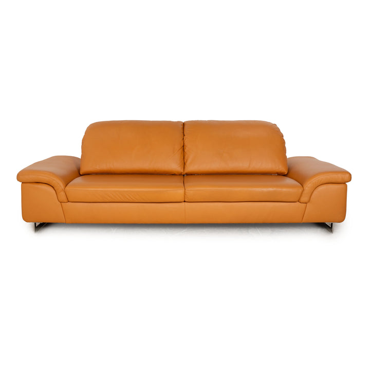 Willi Schillig Joyzze Plus Leather Three-Seater Brown Manual Function Sofa Couch