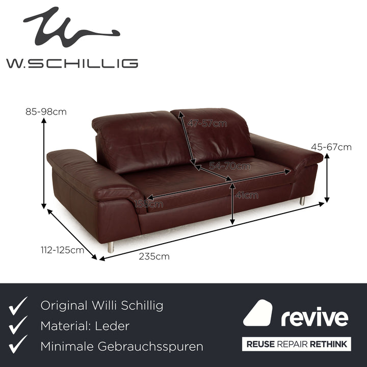 Willi Schillig Joyzze Plus Leder Zweisitzer Lila Aubergine manuelle Funktion Sofa Couch