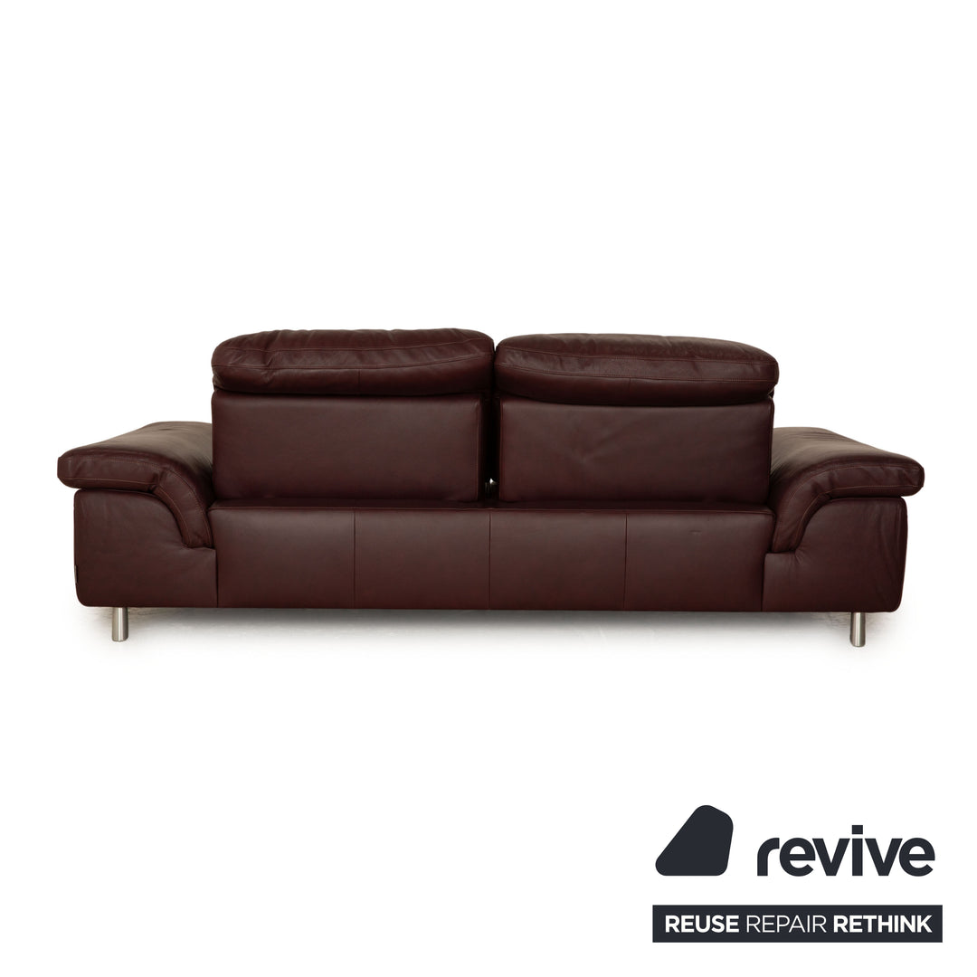 Willi Schillig Joyzze Plus Leather Two-Seater Purple Aubergine Manual Function Sofa Couch