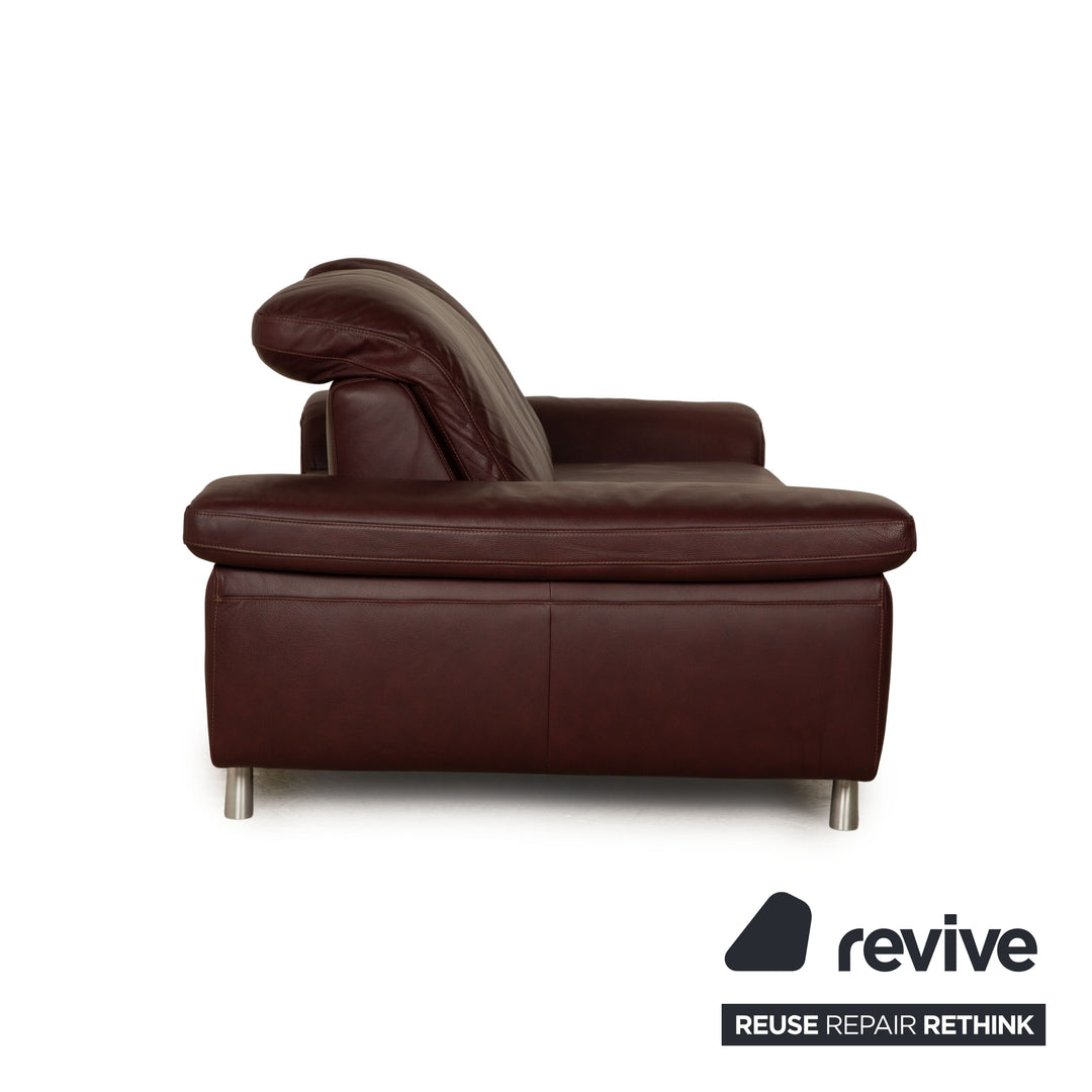 Willi Schillig Joyzze Plus Leather Two-Seater Purple Aubergine Manual Function Sofa Couch