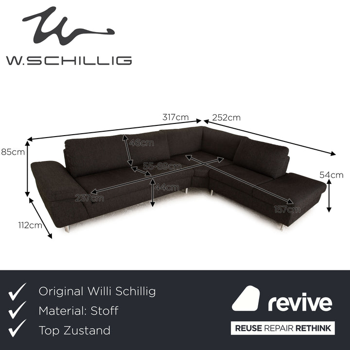 Willi Schillig Joyzze Plus fabric corner sofa gray chaise longue right manual function sofa couch