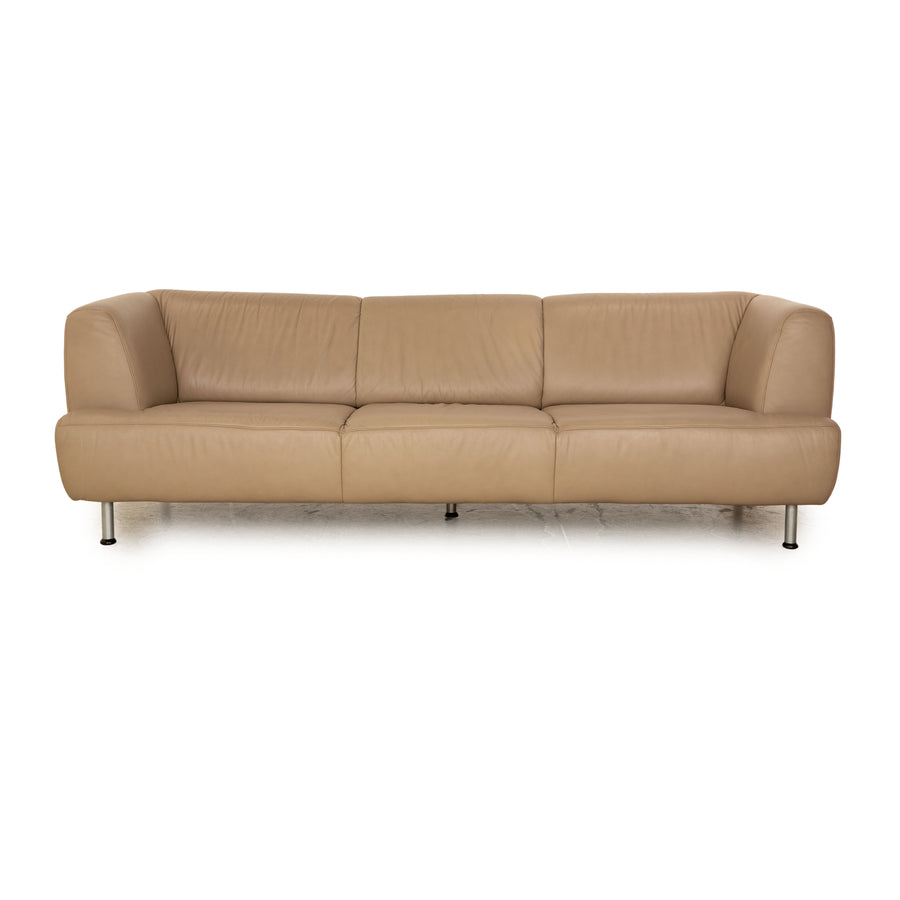 Willi Schillig leather three-seater beige taupe sofa couch