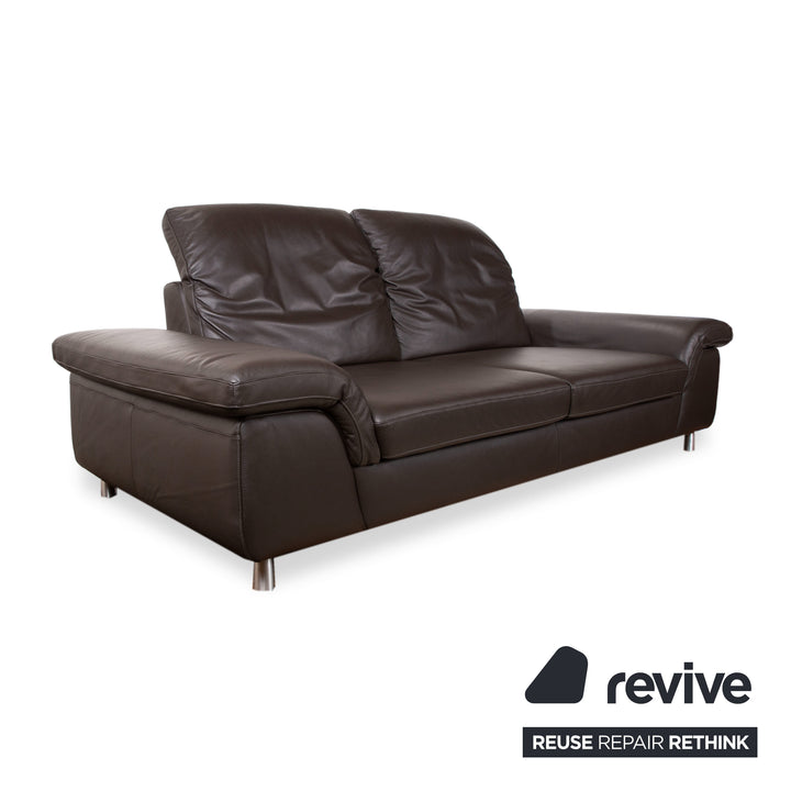 Willi Schillig Leder Dreisitzer Braun Dunkelbraun Sofa Couch manuelle Funktion