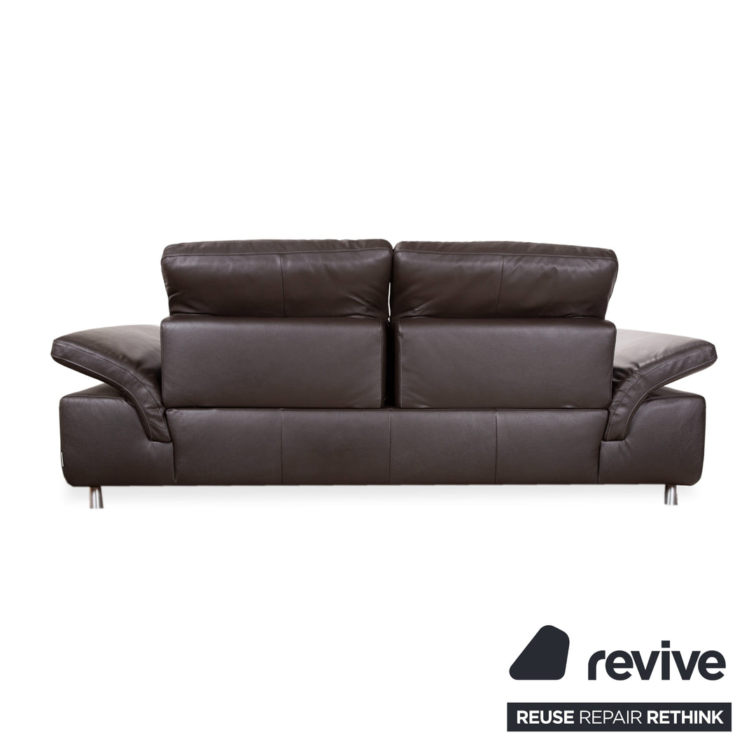 Willi Schillig Leder Dreisitzer Braun Dunkelbraun Sofa Couch manuelle Funktion