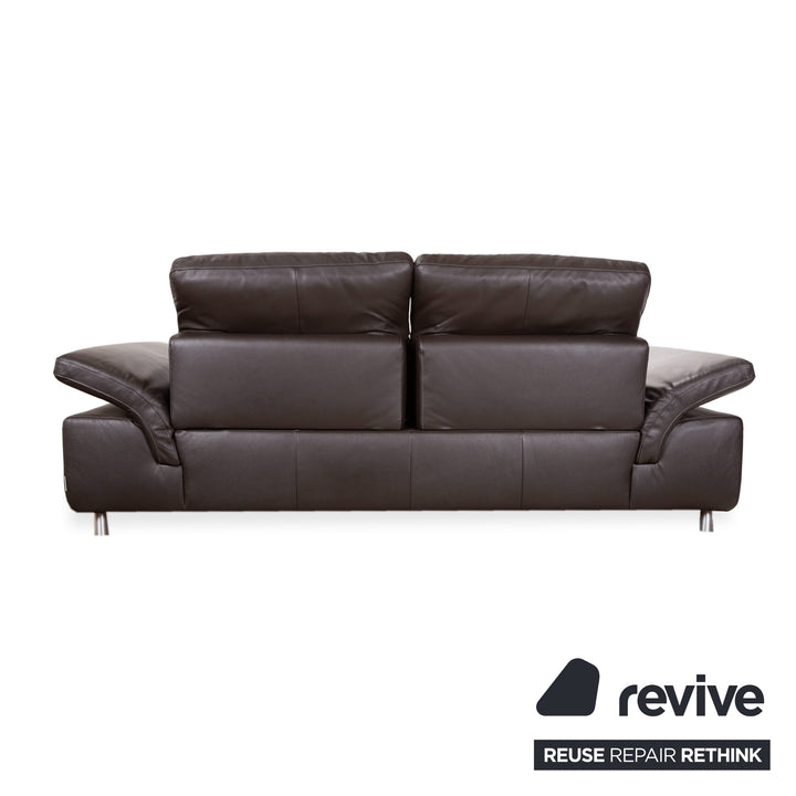 Willi Schillig Leder Dreisitzer Braun Dunkelbraun Sofa Couch manuelle Funktion