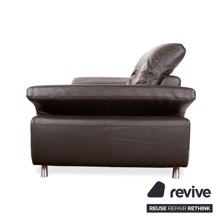 Willi Schillig Leder Dreisitzer Braun Dunkelbraun Sofa Couch manuelle Funktion