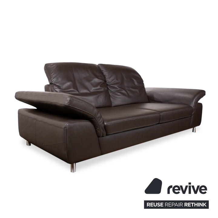 Willi Schillig Leder Dreisitzer Braun Dunkelbraun Sofa Couch manuelle Funktion