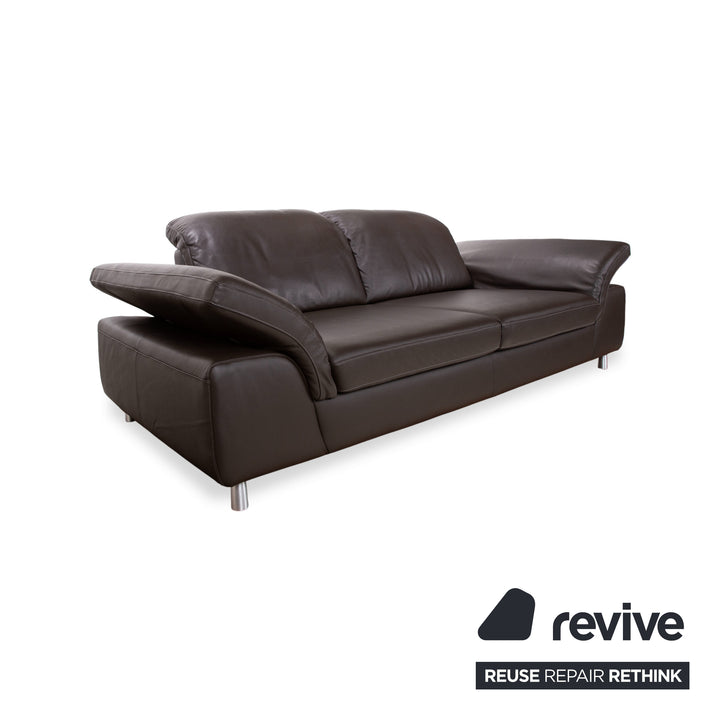 Willi Schillig Leder Dreisitzer Braun Dunkelbraun Sofa Couch manuelle Funktion