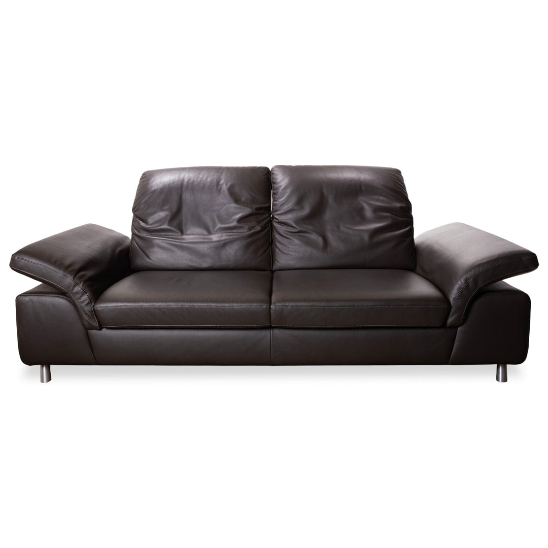 Willi Schillig Leder Dreisitzer Braun Dunkelbraun Sofa Couch manuelle Funktion