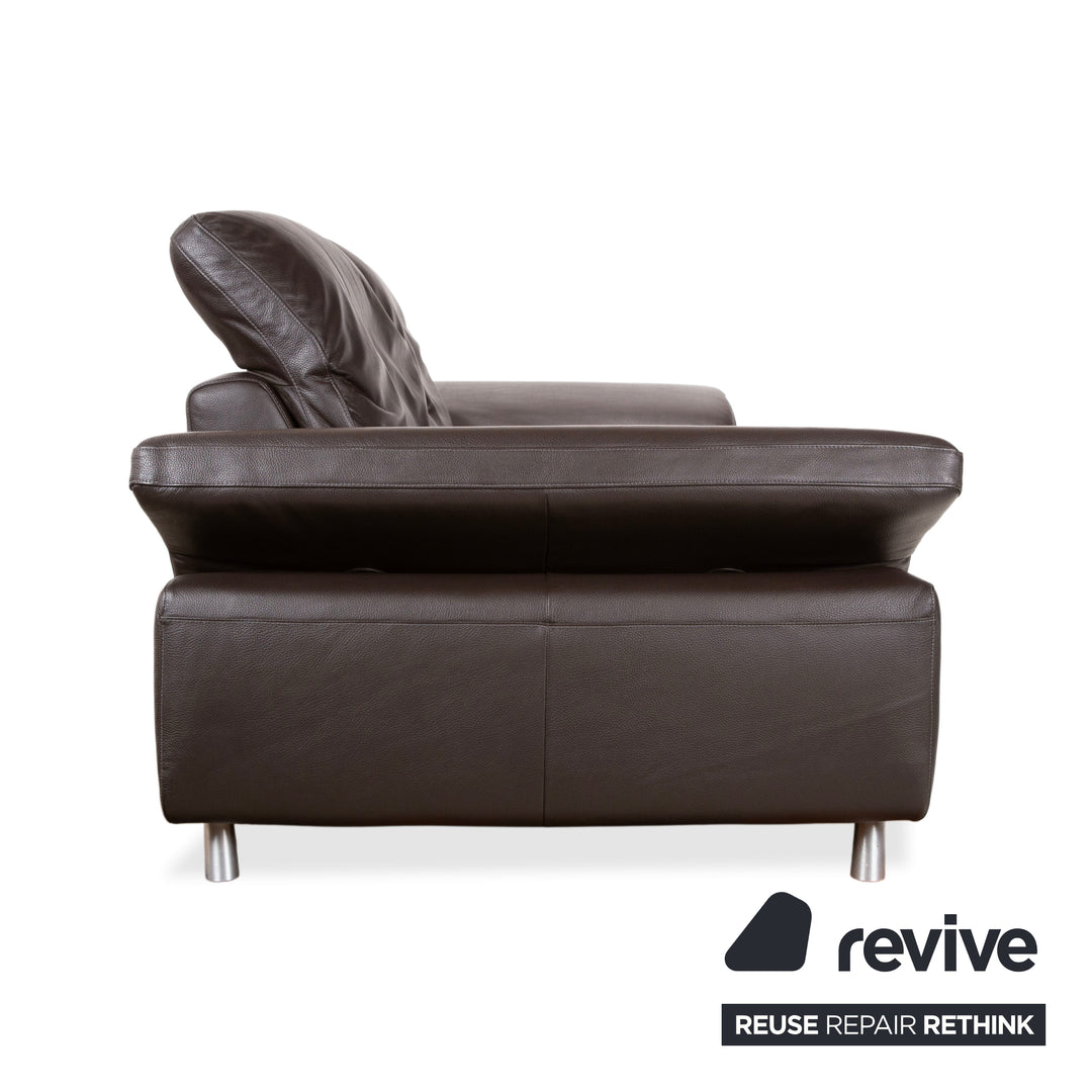 Willi Schillig Leder Dreisitzer Braun Dunkelbraun Sofa Couch manuelle Funktion