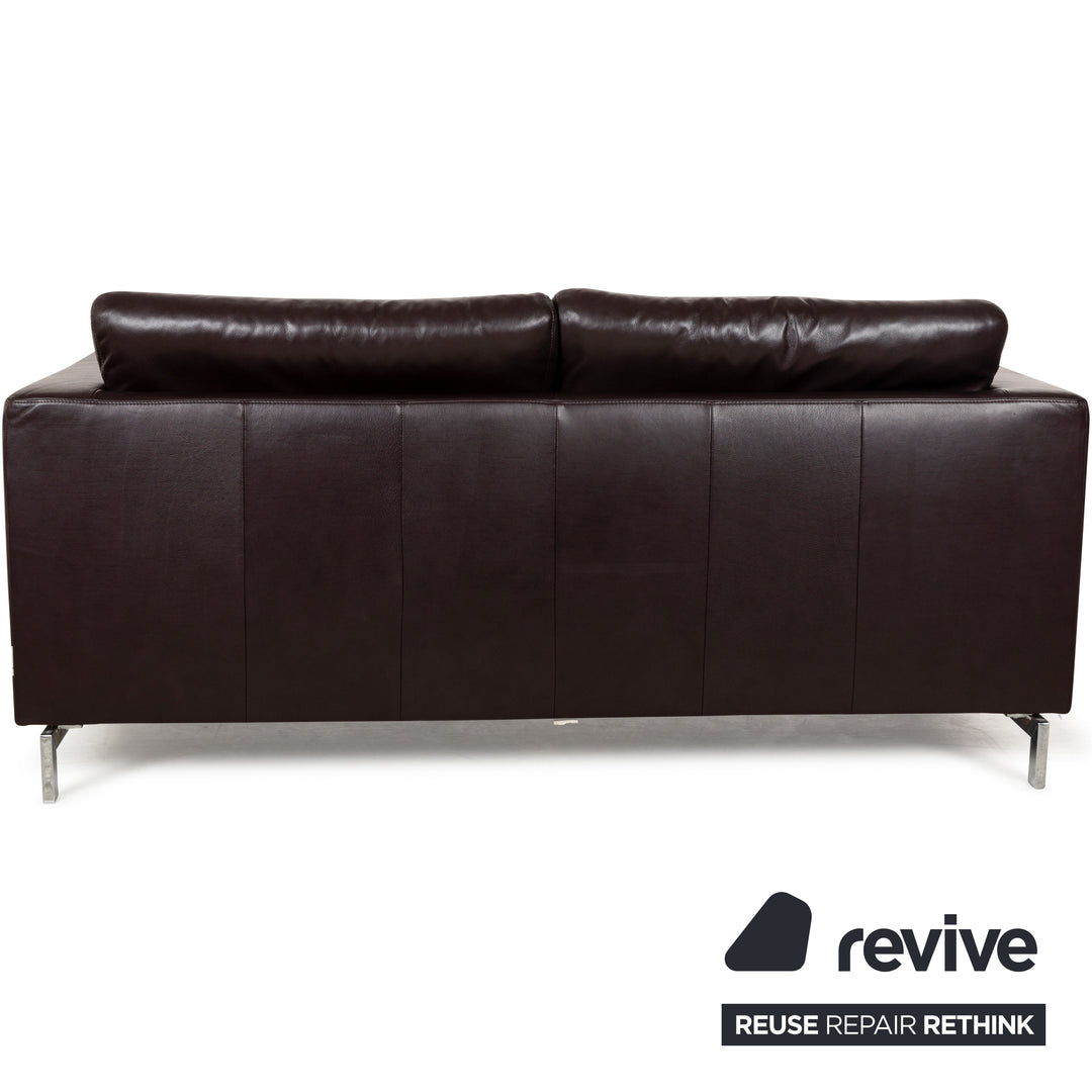 Willi Schillig Leather Three-Seater Brown Sofa Couch
