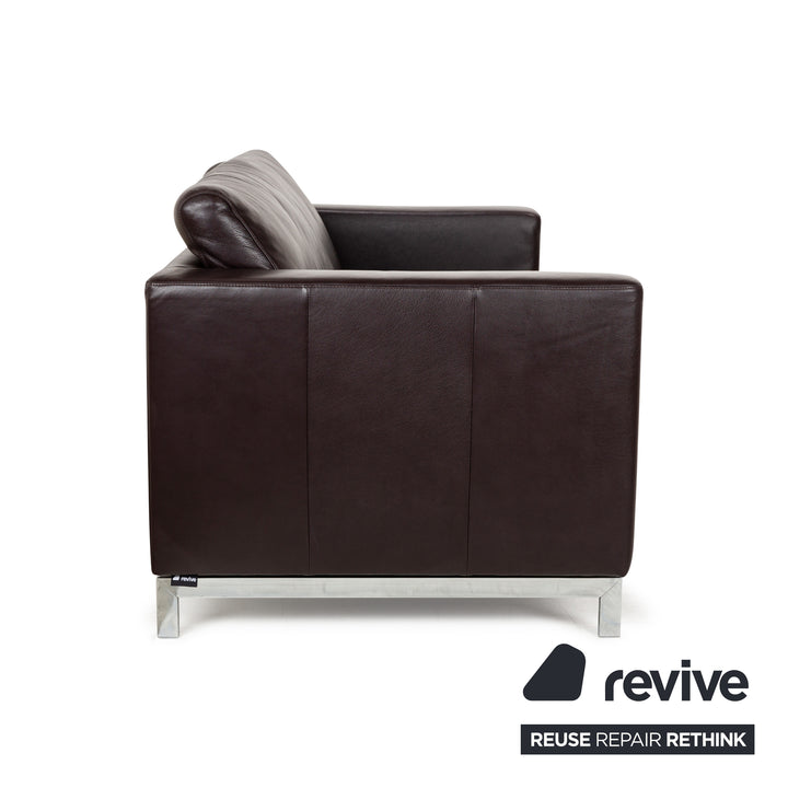 Willi Schillig Leather Three-Seater Brown Sofa Couch