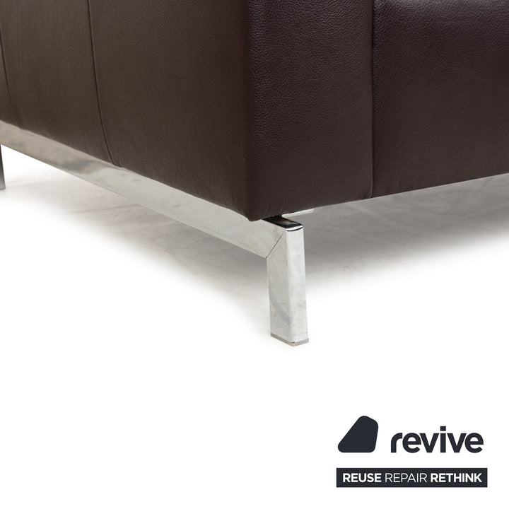 Willi Schillig Leather Three-Seater Brown Sofa Couch