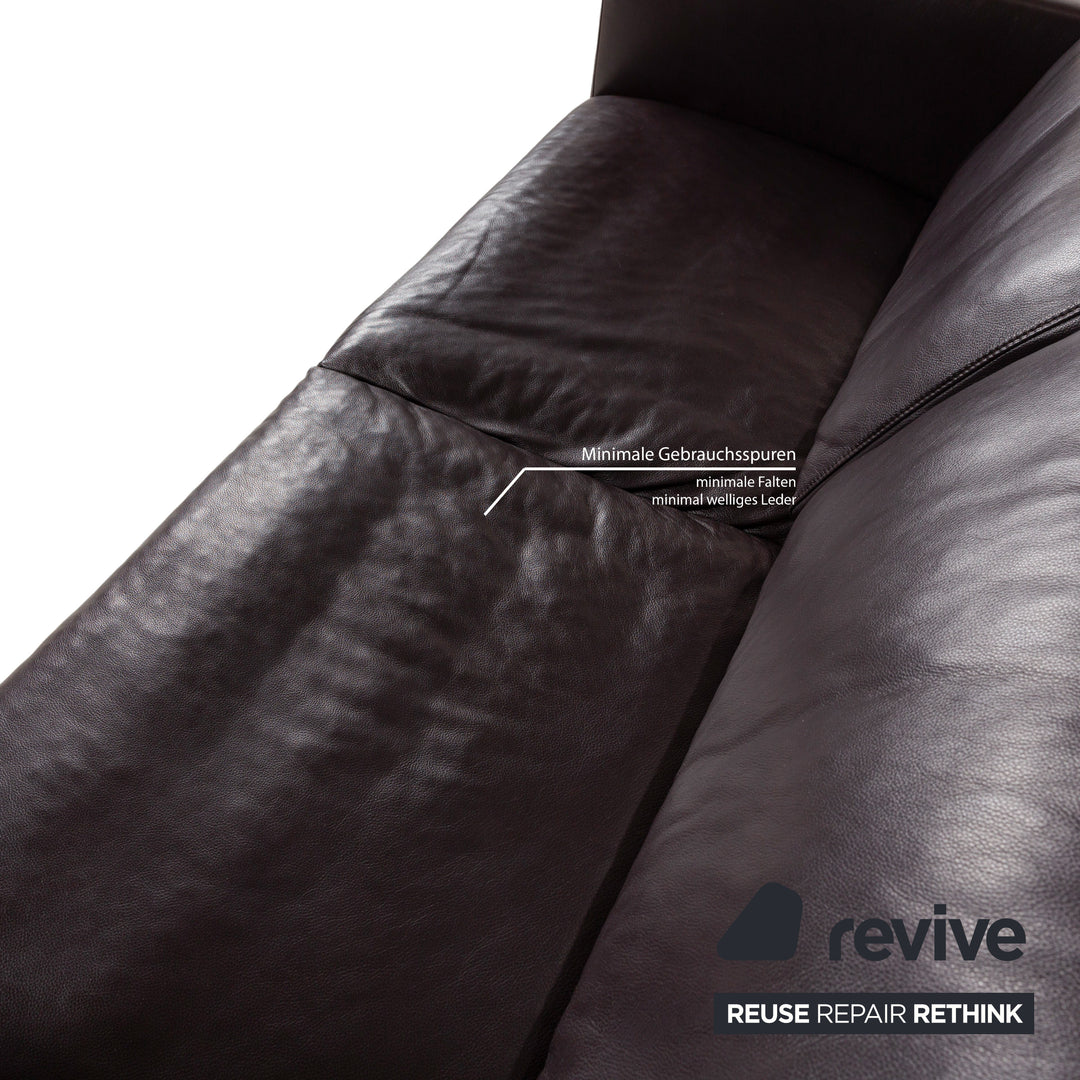 Willi Schillig Leather Three-Seater Brown Sofa Couch