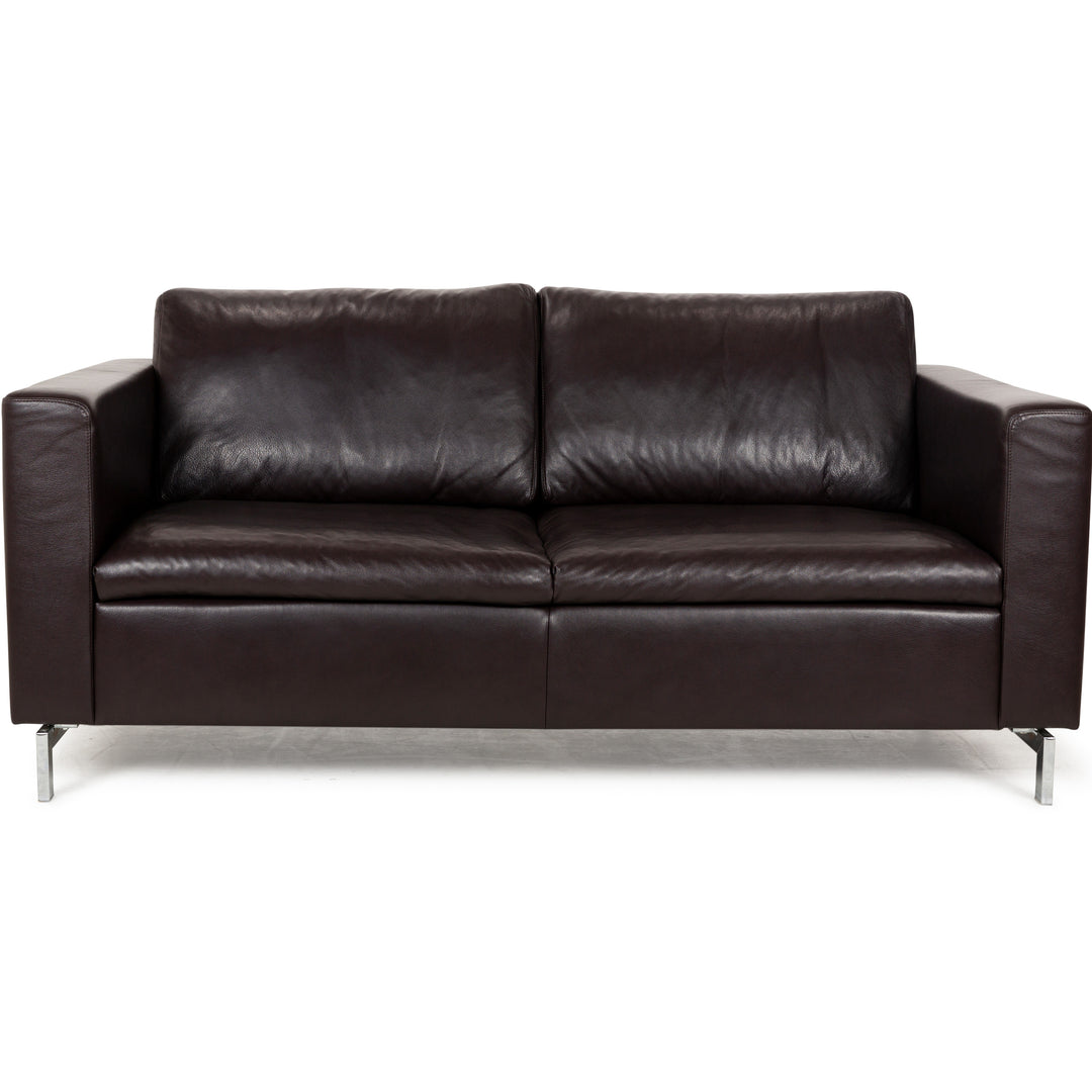 Willi Schillig Leather Three-Seater Brown Sofa Couch