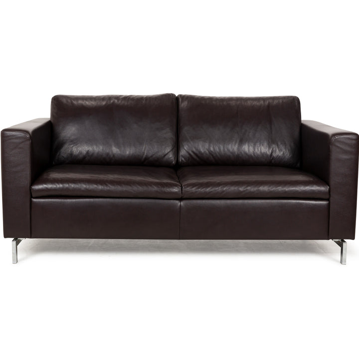 Willi Schillig Leather Three-Seater Brown Sofa Couch
