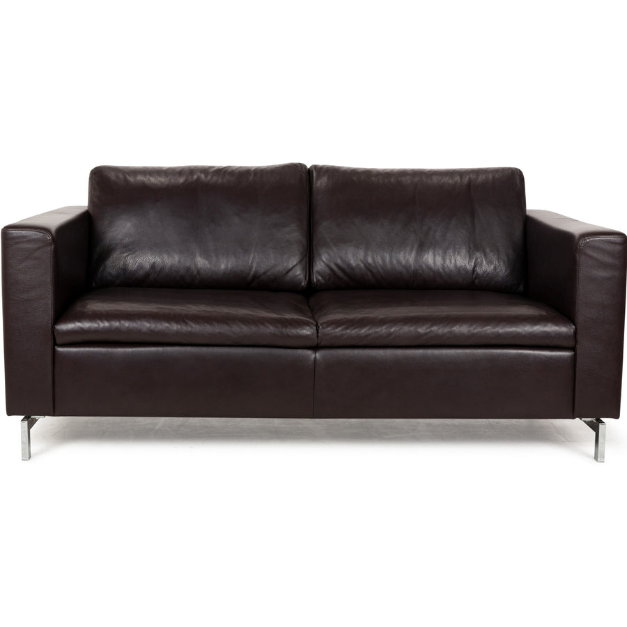Willi Schillig Leather Three-Seater Brown Sofa Couch