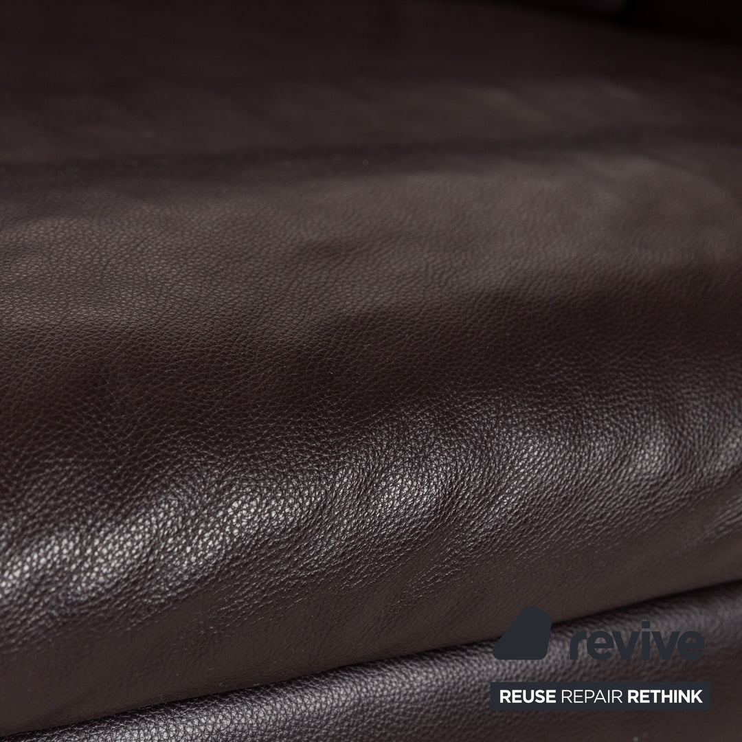 Willi Schillig Leather Three-Seater Brown Sofa Couch