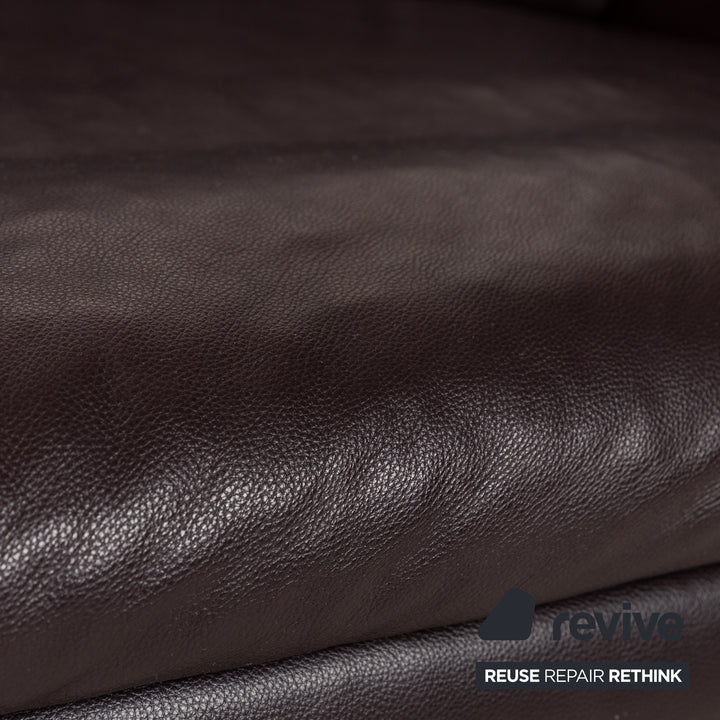 Willi Schillig Leather Three-Seater Brown Sofa Couch