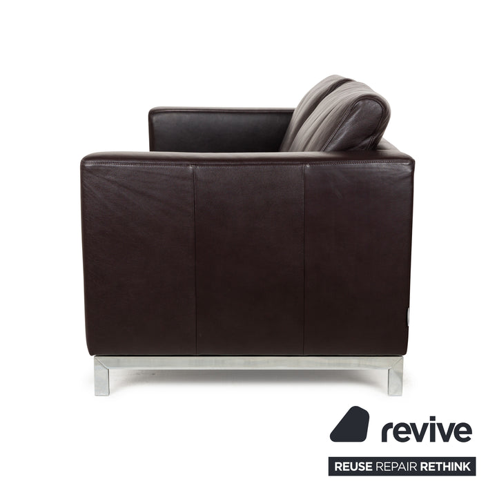 Willi Schillig Leather Three-Seater Brown Sofa Couch