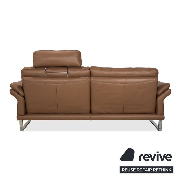 Willi Schillig Leder Dreisitzer Braun Taupe Sofa Couch manuelle Funktion