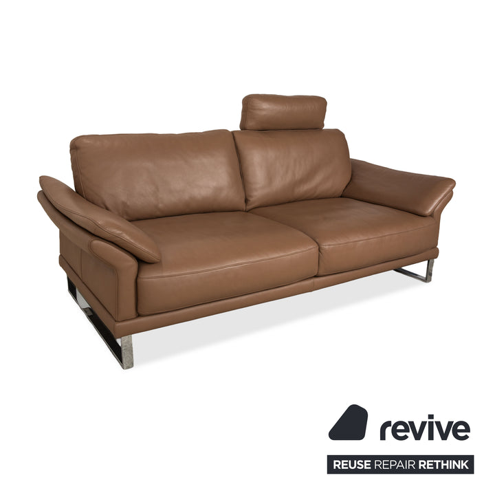 Willi Schillig Leder Dreisitzer Braun Taupe Sofa Couch manuelle Funktion