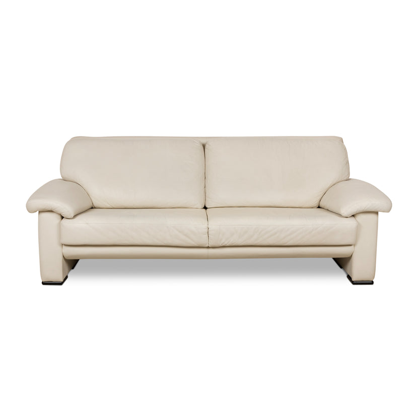 Willi Schillig Leder Dreisitzer Creme Grau Sofa Couch